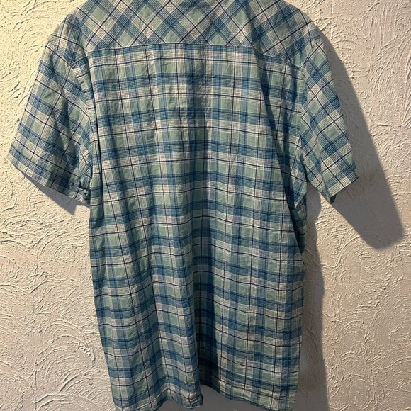 Men’s Denver Hayes Turquoise Plaid Short Sleeve Button Down Shirt - 2XL - Picture 4 of 4
